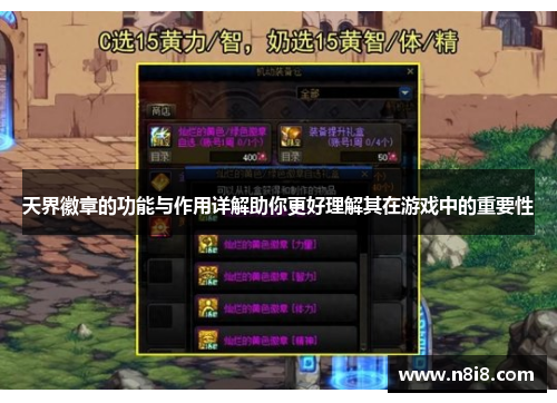 天界徽章的功能与作用详解助你更好理解其在游戏中的重要性